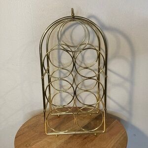 90s vintage brass wine rack 7 bottle holder